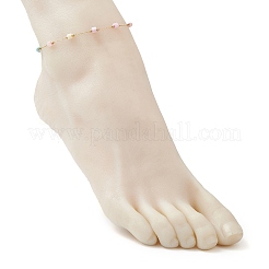 Браслеты на лодыжку из окрашенных дисков с натуральным ракушником и цепочкой из нержавеющей стали 304&nbsp;AJEW-AN00728