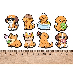 犬をテーマにしたPVCカボション  混合図形  ミックスカラー  26~29.5x23.5~36x4mm&nbsp;PL-CBAF507-02