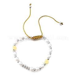 АБС искусственный жемчуг бусины плетеные браслеты из бисера для женщин BJEW-D317-09B-PG