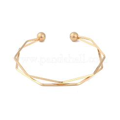 Ионное покрытие (ip) 304 нержавеющая сталь 2 линия открытые манжеты браслеты для женщин&nbsp;BJEW-S155-02G