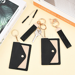 2 porte-cartes rectangulaire en cuir PVC avec 2 porte-clés en alliage de fibre et tournevis&nbsp;ABAG-SC0001-04