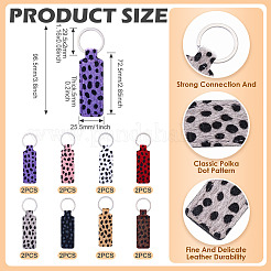 16 шт. 8-цветные прямоугольные брелки из искусственной кожи с леопардовым узором KEYC-TA0001-38