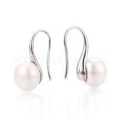 Серьги-подвески из натурального жемчуга из латуни PEAR-N020-08C