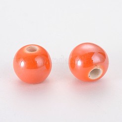 Fatti a mano pearlized rotonde in porcellana perline&nbsp;X-PORC-S489-6mm-M