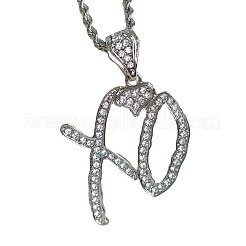 Ожерелья из цинкового сплава с кристаллами и стразами в форме сердца с буквой xo для женщин FS-WGEFE1E-01