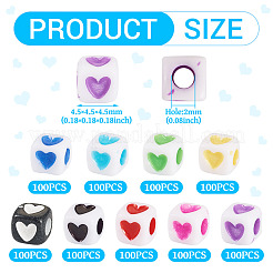 900шт 9 цвета непрозрачные акриловые бусины OACR-TA0003-59