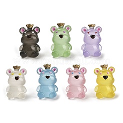 Decorazioni per display in resina luminosa con orso a corona&nbsp;DJEW-M010-01