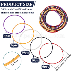 38шт. 5 стиля стальной проволоки круглые змеиные браслеты набор&nbsp;BJEW-BC0001-22