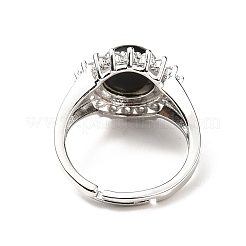 Регулируемые кольца из натурального обсидиана RJEW-P043-02P-17