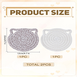 2色のコットンカップマット2枚  耐性ポットマット  家庭用キッチン用  猫  ミックスカラー  120~122x120~122x6.5mm  1pc /カラー&nbsp;AJEW-LP0006-26A
