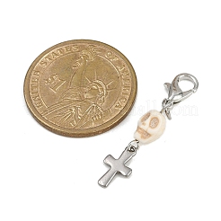 Украшения с подвесками в виде черепа из синтетической бирюзы&nbsp;HJEW-JM03808-01