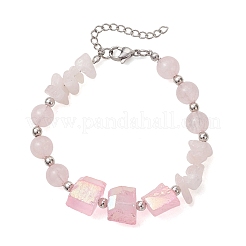 Armbänder aus natürlichen Rosenquarzperlen für Damen&nbsp;BJEW-TA00713-01