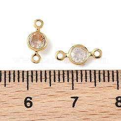 Breloques connecteurs plates rondes en laiton pavé de zircone cubique shegrace&nbsp;XGRQ2O988-442G