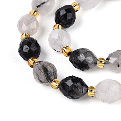 Натуральные турмализированные кварцевые бусинки G-N342-35-8x6-02