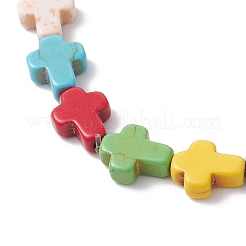 Браслеты с подвесками из синтетической бирюзы и крестиками BJEW-JB12292-01