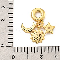 Подвески-шармы европейские из прозрачной и синей кубической цирконии с покрытием из латуни KK-U035-27G