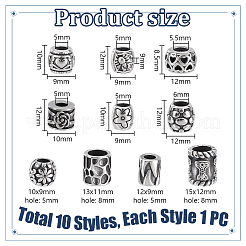 10 шт. 10 стиля 304 нержавеющая сталь европейские бусины STAS-PH0006-73