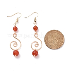Naturale pietra mista orecchini pendenti&nbsp;EJEW-JE05095