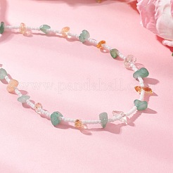 Женские ожерелья с натуральным зеленым авантюрином и цитрином NJEW-JN05603-01