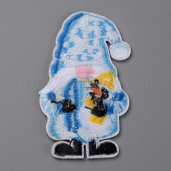 カートゥーン ドワーフ/ノーム 刺繍入りポリエステル布 アイロン接着パッチ  アップリケパッチ  ミシンクラフト装飾  クリスマステーマの模様  75.5x41x2.5mm&nbsp;PATC-WH0001-114I