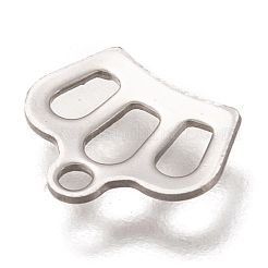 変色しない201ステンレススチールチャーム  レーザー切断  中空  クラウン  ステンレス鋼色  8x10x0.8mm  穴：1.4mm&nbsp;STAS-C017-23P