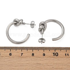 304ステンレススチールノットスタッドピアス  ステンレス鋼色  24.5x7.5mm&nbsp;EJEW-S272-04P