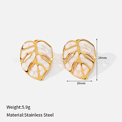 Boucles d'oreilles à tige en acier inoxydable 304 et émail pour femmes&nbsp;WGF8C1A-01