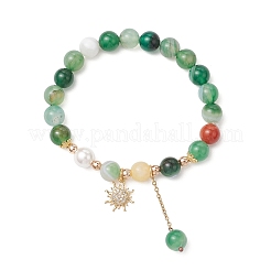 Браслеты из круглых бусин из натурального полосатого агата BJEW-JB11924-01