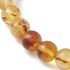 Натуральные янтарные круглые эластичные браслеты из бусин для женщин и мужчин&nbsp;BJEW-JB13379