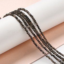 天然銀光沢の黒曜石ビーズ 連売り  ラウンド  多面カット  2mm  穴：0.5mm  約222~224個/連  15.16~15.35''（38.5~39センチメートル）&nbsp;G-E608-A02-A