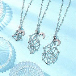 3 шт. 3 стиля 304 нержавеющая сталь пустой мешочек макраме звезда луна кулон кабель цепь ожерелье изготовление&nbsp;NJEW-JN05281