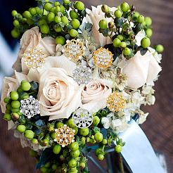 Брошь-булавки из цветочного сплава со стразами JEWB-GL0001-02