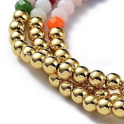 Круглый браслет из латуни и граненого стекла&nbsp;BJEW-C052-06