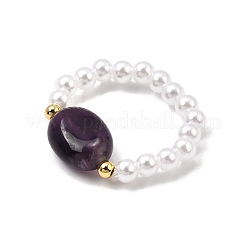 Кольца из искусственного жемчуга из АБС-пластика для женщин&nbsp;RJEW-JR00912