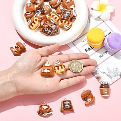 24 pendentif en résine opaque à 6 styles sur le thème du café&nbsp;RESI-YW0006-18