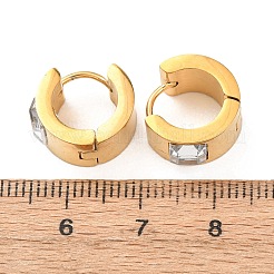 Pendientes de aro gruesos de acero inoxidable 304 y circonita cúbica transparente para mujer.&nbsp;EJEW-K302-13G