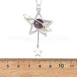 Collares con colgante de estrella de aleación de amatista natural para mujer&nbsp;NJEW-TA00273-03