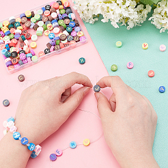 260шт 26 буквы бусины из полимерной глины ручной работы CLAY-FH0001-04