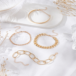 4шт стильный многослойный набор цепочек из сплава - 4 штуки креативных блестящих цепочек&nbsp;BJEW-LP0001-23