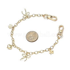 Декоративные цепочки из нержавеющей стали 304 и сплава в форме сердца и клевера с бантом из латуни&nbsp;FIND-JF00180