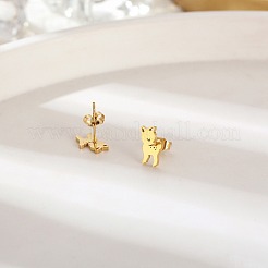 女性用304ステンレススチールスタッドピアス  鹿  ゴールドカラー  11x7mm&nbsp;DL2638-1