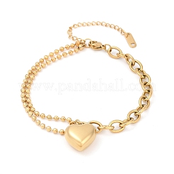 Браслеты с подвесками в виде сердца из нержавеющей стали 304&nbsp;LS-BJEW-Z106-02G