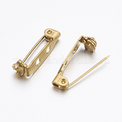 真鍮のピンのブローチのバックバーパーツ  生（メッキなし）  21x4.5x5mm  穴：2mm  ピン：0.6mm&nbsp;KK-K225-23-C