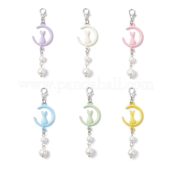 Подвесные украшения из сплава «Луна с кошкой»&nbsp;HJEW-JM04200