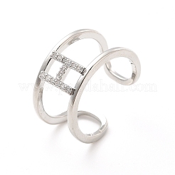 Кольцо-манжета с открытой буквой из прозрачного кубического циркония RJEW-A012-01P-H