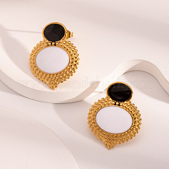 Элегантные овальные серьги-гвоздики из белой ракушки из нержавеющей стали 304 для женщин&nbsp;XO8375-3