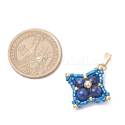 Подвески в виде звезд из окрашенного натурального лазурита и стеклянных бусин&nbsp;PALLOY-MZ00692-03