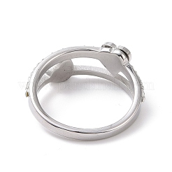 クリスタル ラインストーン ハート フィンガー リング  女性用304ステンレスジュエリー  ステンレス鋼色  usサイズ7（17.3mm）&nbsp;RJEW-D120-03B-P