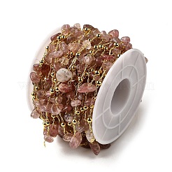 Цепочки из бусин ручной работы из натурального клубничного кварца CHC-F020-09G-13