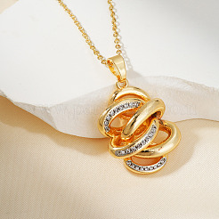 Геометрические латунные ожерелья с полыми подвесками из прозрачных кубических цирконий на день святого валентина&nbsp;SO4110-2